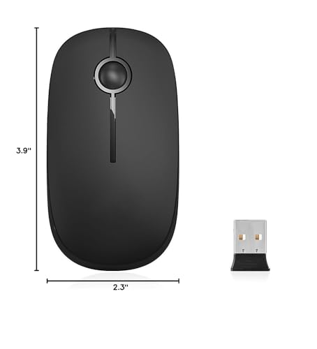 VssoPlor Wireless Mouse, 2.4G Slim Portable Computer Laptop Mouse with Nano Receiver Quiet Silent Optical Mice for Notebook, PC, Laptop, Computer-Black - color: Black