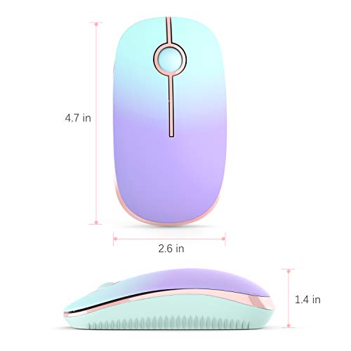 VssoPlor Wireless Mouse, 2.4G Slim Portable Computer Laptop Mouse with Nano Receiver Quiet Silent Optical Mice for Notebook, PC, Laptop, Computer-Mint Green to Purple - color: Mint Green to Purple