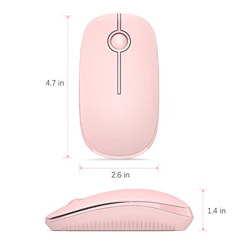VssoPlor Wireless Mouse, 2.4G Slim Portable Computer Laptop Mouse with Nano Receiver Quiet Silent Optical Mice for Notebook, PC, Laptop, Computer-Pure Pink - color: Pink