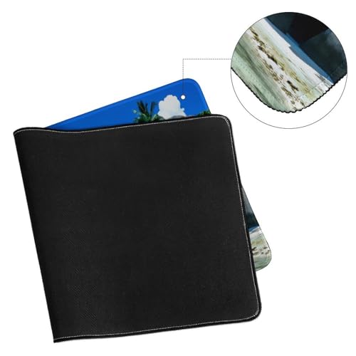 Beaches Scene France Seychelles Large Extended Gaming Mouse Pad (12x24in) - Durable Stitched Edges XXL Desk Mat for Keyboard and Mouse - Water Resistant & Non-Slip Rubber Base - color: black-3, size: 12x24in