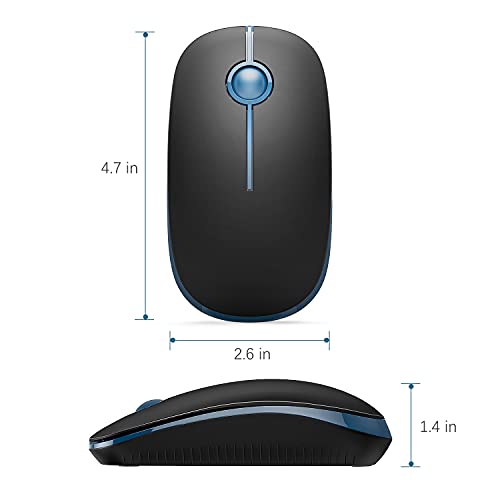 Vssoplor Wireless Mouse, 2.4G Slim Portable Computer Laptop Mouse with Nano Receiver Quiet Silent Optical Mice for Notebook, PC, Laptop, Computer-Black and Sapphire Blue - color: Black and Sapphire Blue