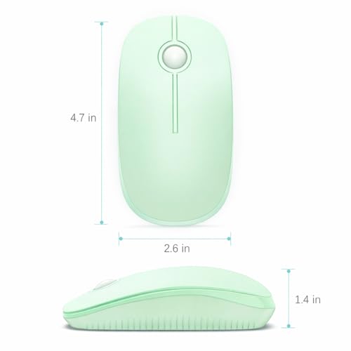 VssoPlor Wireless Mouse, 2.4G Slim Portable Computer Laptop Mouse with Nano Receiver Quiet Silent Optical Mice for Notebook, PC, Laptop, Computer-Light Green - color: Light Green