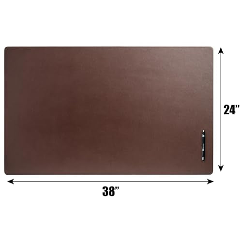Dacasso Leather Desk Pad Without Side Rails - color: Chocolate Brown, size: 24" x 38"