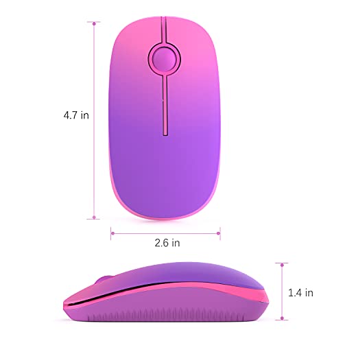 VssoPlor Wireless Mouse, 2.4G Slim Portable Computer Laptop Mouse with Nano Receiver Quiet Silent Optical Mice for Notebook, PC, Laptop, Computer-Gradient Purple - color: Gradient Purple