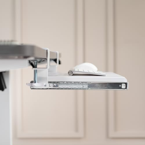 VIVO Small Keyboard Tray, Under Desk Pull Out with Extra Sturdy C Clamp Mount System, 20 (26 Including Clamps) x 11 inch Slide-Out Computer Platform Drawer, White, MOUNT-KB05ES-W - color: White, size: 20 inch