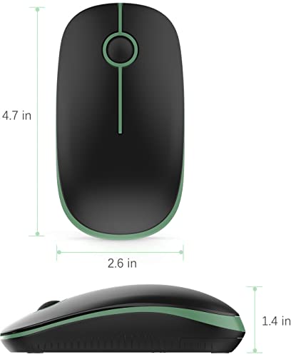 VssoPlor Wireless Mouse, 2.4G Slim Portable Computer Laptop Mouse with Nano Receiver Quiet Silent Optical Mice for Notebook, PC, Laptop, Computer-Black and Green - color: Black and Green