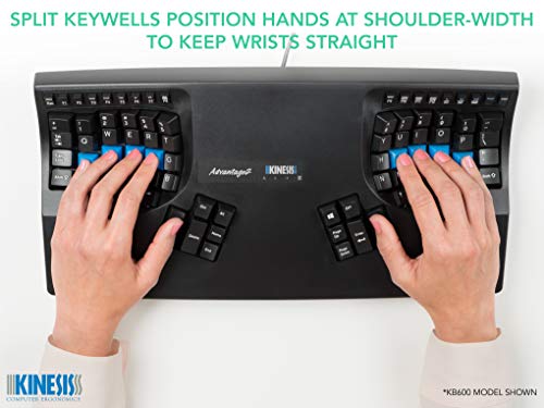 Kinesis Advantage2 Ergonomic Keyboard (KB600), Black top case, Cherry MX Brown Switches, QWERTY keycaps - style: Tactile Brown Switches and QWERTY Keycaps