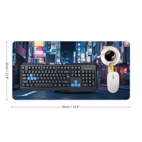 Large Ergonomic Gaming Mouse Pad Tokyo Nights JDM Japanese Style Street Racing Art Theme with Non-Slip Base Water-Resistant Surface and Stitched Edges, 30x60cm - color: Style-7, size: 30x60cm
