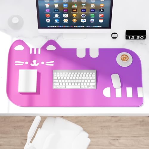 Dapesuom Large Gaming Mouse Pad, Extended Mouse Mat with Stitched Edges, Cute Anime Cat Keyboard Pad with Non-Slip Base, Big XXL Desk Mats for Gamer, Computer, 29.5 x 15.9in, Sweet Dreamy Gradient - color: Z-Sweet Dreamy Gradient