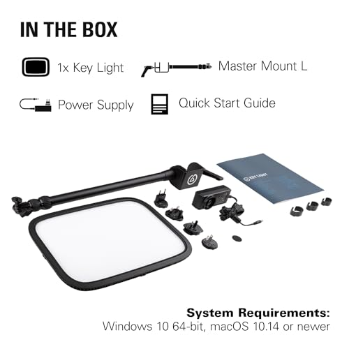 Elgato Key Light - Professional 2800 lumens Studio Light with Desk clamp for Streaming, Recording and Video Conferencing, Temperature and Brightness app-Adjustable on Mac, PC, iOS, Android