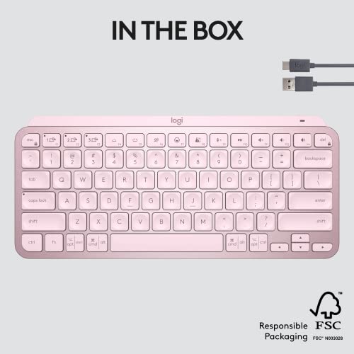 Logitech MX Keys Mini Minimalist Wireless Illuminated Keyboard, Compact, Bluetooth, Backlit, USB-C, Compatible with Apple macOS, iOS, Windows, Linux, Android, Metal Build - Rose - color: Rose, style: MX Keys Mini