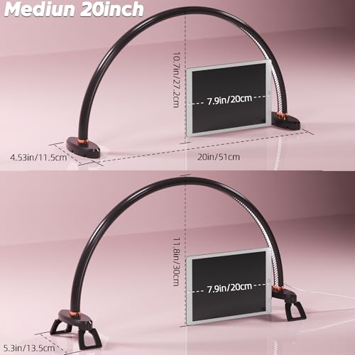 Half Moon Light for Nail Desk,LED Nail Desk Lamp, 3 Color Temperatures Adjustable,Half Moon Desk Lamp is The Perfect Choice for Personal Nail Craft Lighting (Medium Size,Black) - size: 20inch Black