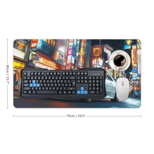 Large Ergonomic Gaming Mouse Pad JDM Nightlife Japanese Cars and Tokyo Street Art Theme with Non-Slip Base Water-Resistant Surface and Stitched Edges, 40X75cm - color: Style-3, size: 40X75cm