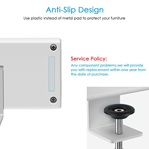 CCCEI Desk Power Strip with 20W USB C Fast Charge Port, Black 800J Surge Protector Clamp Desktop Outlet, Table Edge Mount Socket 10FT and Fit 1.6 inch Tabletop Edge Thick. - color: White_20W, size: 10FT