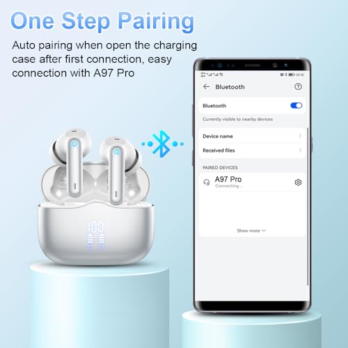 Wireless Earbuds, Bluetooth 5.4 Headphones in Ear with 4 ENC Noise Cancelling Mic, New Wireless Earphones HiFi Stereo Deep Bass 40H Playtime, In-Ear Bluetooth Earbuds LED Display IP7, USB-C, Silver - color: Sliver