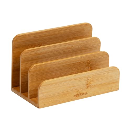 Mind Reader 3-Tier Mail Sorter, Desktop Organizer, Mail Organizer, Modern, Office, Bamboo, 6.75"L x 4"W x 4.25"H, Brown - size: 3-Tier Mail Sorter