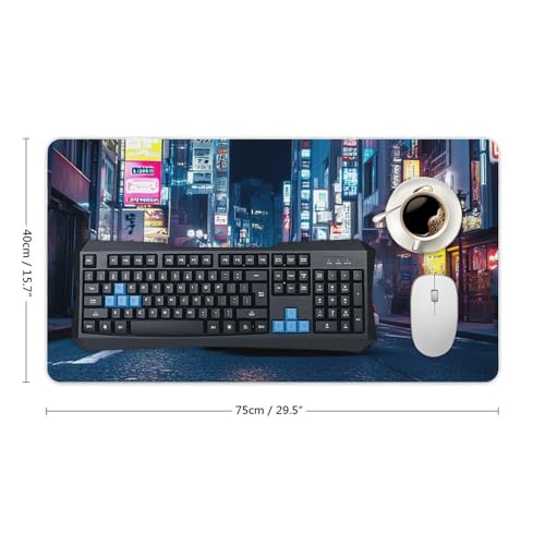 Large Ergonomic Gaming Mouse Pad Tokyo Nights JDM Japanese Style Street Racing Art Theme with Non-Slip Base Water-Resistant Surface and Stitched Edges, 40X75cm - color: Style-7, size: 40X75cm