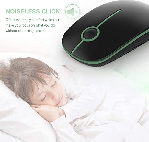 VssoPlor Wireless Mouse, 2.4G Slim Portable Computer Laptop Mouse with Nano Receiver Quiet Silent Optical Mice for Notebook, PC, Laptop, Computer-Black and Green - color: Black and Green
