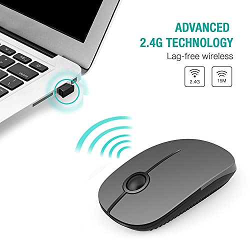 VssoPlor Wireless Mouse, 2.4G Slim Portable Computer Mice with Nano Receiver Quiet Silent Optical Laptop Mouse for Notebook, PC, Laptop, Computer-Black and Gray - color: Black and Gray