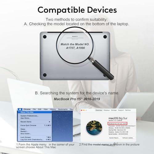 Magnetic Privacy Screen for MacBook Pro 15 inch (2016-2019), Model A1707, A1990, Detachable Screen Protector, Blue Light Blocking, Anti Glare Protector and Privacy Filter Shield - size: 15.4 inch