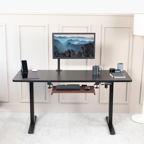 VIVO Small Keyboard Tray, Under Desk Pull Out with Extra Sturdy C Clamp Mount System, 20 (26 Including Clamps) x 11 inch Slide-Out Platform Drawer, Dark Walnut Top, Black Frame, MOUNT-KB05ES-D - color: Dark Walnut, size: 20 inch
