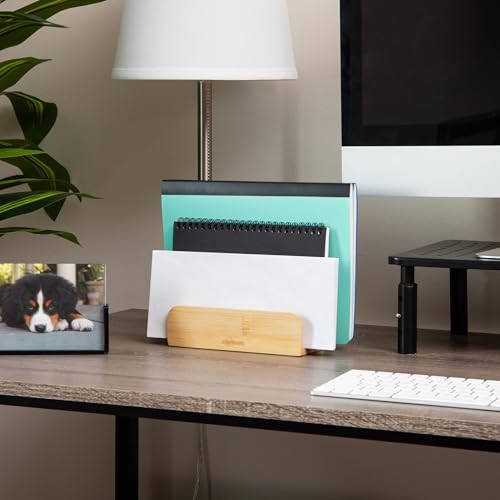 Mind Reader 3-Tier Mail Sorter, Desktop Organizer, Mail Organizer, Modern, Office, Bamboo, 6.75"L x 4"W x 4.25"H, Brown - size: 3-Tier Mail Sorter