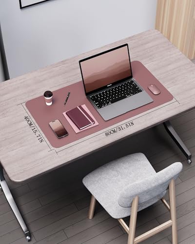 YSAGi Double-Sided Desk Pad, 31.5"x15.7"Leather Desk Mat, Eco Cork Desk Pad Protector,Large Mouse Pad,Waterproof Desk Blotter for Office/Home(Dark Pink) - color: Cork+dark Pink, size: 31.5"x15.7"