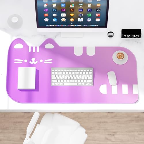 Dapesuom Large Gaming Mouse Pad, Extended Mouse Mat with Stitched Edges, Cute Anime Cat Keyboard Pad with Non-Slip Base, Big XXL Desk Mats for Gamer, Computer, 29.5 x 15.9in, Pink Purple Gradient - color: Z-Pink Purple Gradient