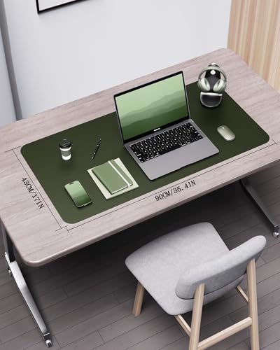 YSAGi Double-Sided Desk Pad, 35.4"x17" Leather Desk Mat, Eco Cork Desk Pad Protector,Large Mouse Pad,Waterproof Desk Blotter for Office/Home (Dark Green/Cork) - color: Dark Green/Cork, size: 35.4"x17"