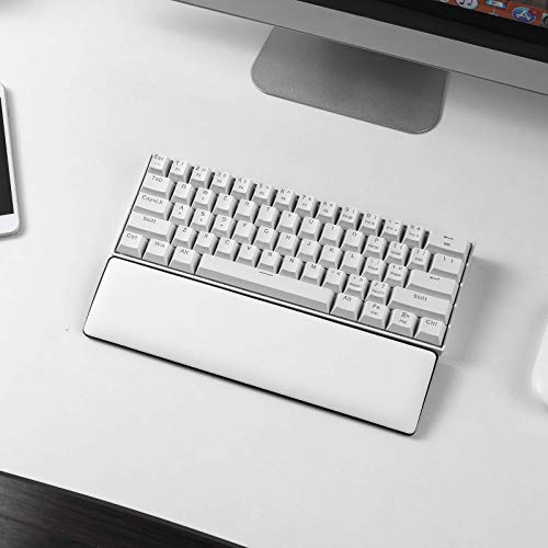 LTC Keyboard Wrist Rest, Cushion Support Pads for 61-Key Keyboard, for Office, Gaming, Computer PC Laptop Mac Typing, with PU Leather & Anti-Slip Rubber Base, Angle Inclined (60% Compact, White)