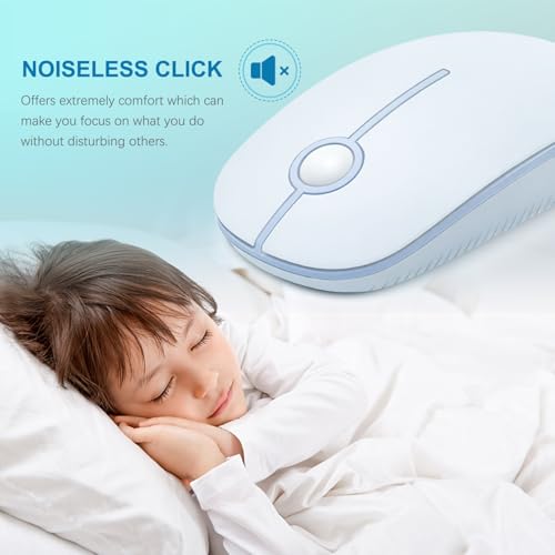 VssoPlor Wireless Mouse, 2.4G Slim Portable Computer Laptop Mouse with Nano Receiver Quiet Silent Optical Mice for Notebook, PC, Laptop, Computer-Light Blue - color: Light Blue