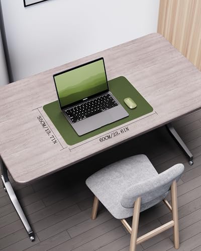 YSAGi Double-Sided Desk Mat, Eco Cork Desk Protector, Large Mouse Pad, Waterproof Blotter, Writing Pad for Office/Home (23.6"x13.7", Olive Green + Cork) - color: Olive Green+cork, size: 23.6"x13.7"