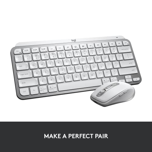 Logitech MX Keys Mini Minimalist Wireless Illuminated Keyboard, Compact, Bluetooth, Backlit, USB-C, Compatible with Apple macOS, iOS, Windows, Linux, Android, Metal Build - Pale Gray - color: Pale Grey, style: MX Keys Mini