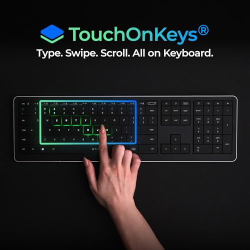 CLVX 1 Windows | Touch On Keys & Gestures AI Keyboard | Bluetooth & USB-C | Low Profile Silent Scissor Keys | Interactive RGB | Aluminum Chassis | Compatible with Windows/Linux/Android - style: Full-size Win