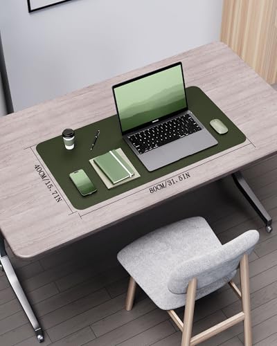 YSAGi Double-Sided Desk Pad, 31.5"x15.7" Leather Desk Mat, Eco Cork Desk Pad Protector,Large Mouse Pad,Waterproof Desk Blotter for Office/Home (Dark Green/Cork) - color: Dark Green/Cork, size: 31.5"x15.7"