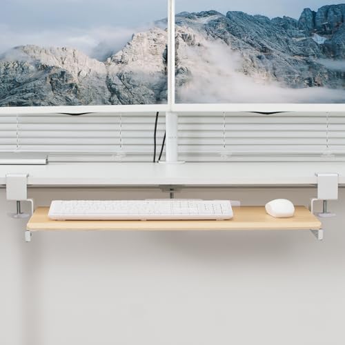 VIVO Large Clamp-on Computer Keyboard and Mouse Under Desk Slider Tray, 27 x 11 inch Pull Out Platform Drawer, Light Wood, MOUNT-KB05A - color: Light Wood, size: 27 inch