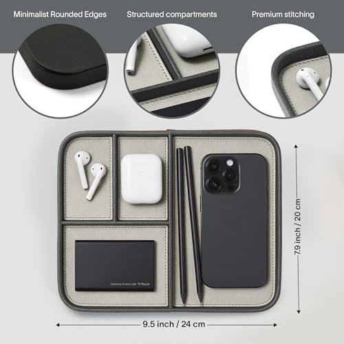 Nordik Leather Valet Tray - Sahara Gray - 9.5 x 7.9 Inch Medium Vegan Leather Tray - Stylish Nightstand Organizer for Men - Modern Bedside Caddy - EDC Catchall for Key Watch Wallet Jewellery - color: Sahara Gray, size: 9.5in x 7.9in