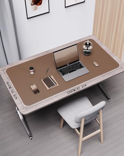 YSAGi Double-Sided Desk Pad, Leather Desk Mat, Eco Cork Desk Pad Protector,Large Mouse Pad,Waterproof Desk Blotter for Office/Home (Coffee+Cork, 47.2" x 23.6") - color: Coffee+cork, size: 47.2" x 23.6"