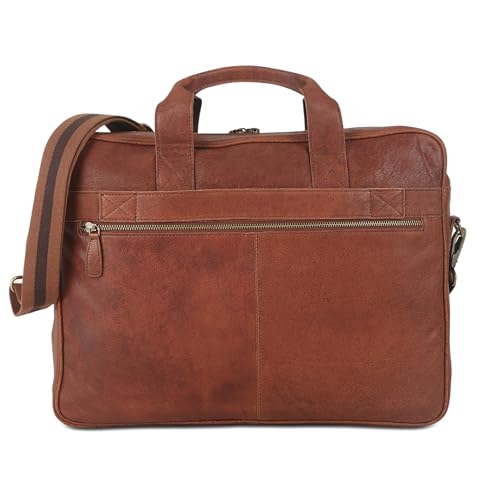 Leather briefcase 18 Inch Laptop Messenger Bags for Men and Women Best Office briefcase Satchel Bag (Wash Tan) - color: Wash Tan