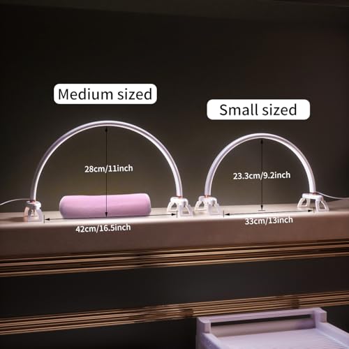 Half Moon Nail Desk Lamp,USB Powered Tri-Color Temperature Brightness Adjustable Arch Light for Moon Light Nail Tech/Handicraft Lighting (Medium Size White) - size: 20 inch white
