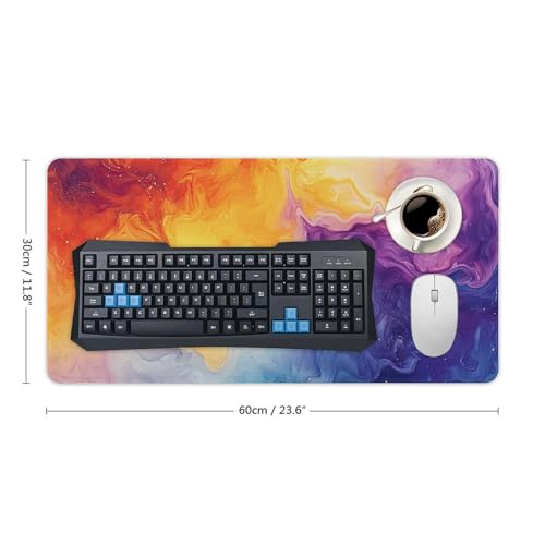 Large Ergonomic Gaming Mouse Pad Chromatic Harmony Mesmerizing Gradient of Blended Colors Theme with Non-Slip Base Water-Resistant Surface and Stitched Edges, 30x60cm - color: Style, size: 30x60cm