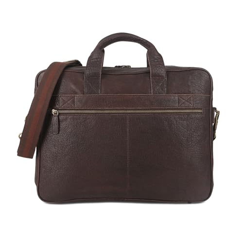 Leather briefcase 18 Inch Laptop Messenger Bags for Men and Women Best Office briefcase Satchel Bag (Brown) - color: Brown