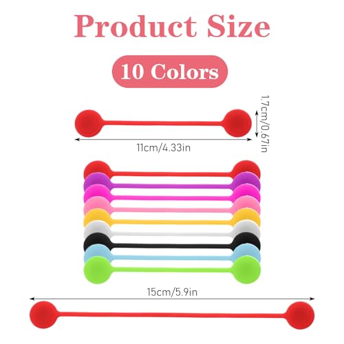 10 PCS Silicone Magnetic Cable Ties Cable Clips Cord Organizer Reusable Magnet Cables Organizer Silicone Cables Straps Management Cabl Cords for Bundling and Fastening Cabl Bookmark Fridge Magnets