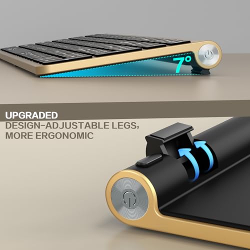 JOYACCESS Black Gold Wireless Keyboard with Low-Profile Keys - 2.4GHz Full-Sized,Windows & Mac OS, Quiet,Ergonomic Keyboard for Computer, Laptop, PC, Mac,Windows- Gold - color: Black Glod