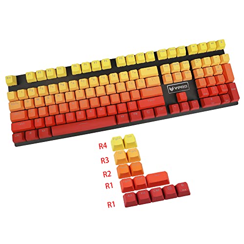 YMDK Double Shot 108 Dyed PBT Shine Through OEM Profile Keycap Rainbow Carbon Sunset Backlit Keycaps for MX Switches Mechanical Keyboard(Only Keycap) (Yellow Red Gradient 122) - color: Yellow-Red Gradient 122