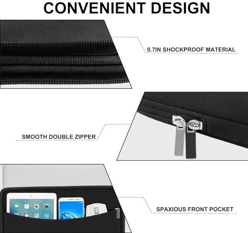 Laptop Sleeve Case 14 inch, Shockproof Protective Laptop Cover Briefcase Carrying Computer Bag with Accessory Pocket Portable Computer Sleeve for 14" MacBook, HP, Dell, Lenovo, Acer, Black - color: Black, size: 14 inch