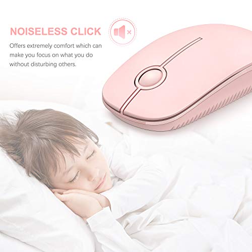 VssoPlor Wireless Mouse, 2.4G Slim Portable Computer Laptop Mouse with Nano Receiver Quiet Silent Optical Mice for Notebook, PC, Laptop, Computer-Pure Pink - color: Pink