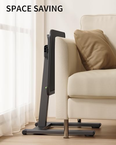 SAIJI Sturdy TV Tray Table with Wheels, Heavy Duty Metal TV Trays for Eating on Couch, Height & Angle Adjustable Desk for Bed, Sofa, Recliner, Portable Small Foldable Tables