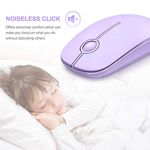 VssoPlor Wireless Mouse, 2.4G Slim Portable Computer Laptop Mouse with Nano Receiver Quiet Silent Optical Mice for Notebook, PC, Laptop, Computer-Light Purple - color: Light Purple