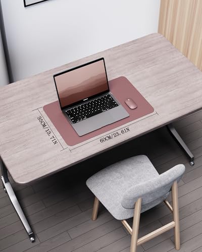 YSAGi Double-Sided Desk Pad, Leather Desk Mat, Eco Cork Desk Pad Protector, Large Mouse Pad for Desk, Waterproof Desk Blotter Pad, Desk Writing Pad for Office Work&Home(23.6"x13.7",Cork+Dark Pink) - color: Cork+dark Pink, size: 23.6"x13.7"